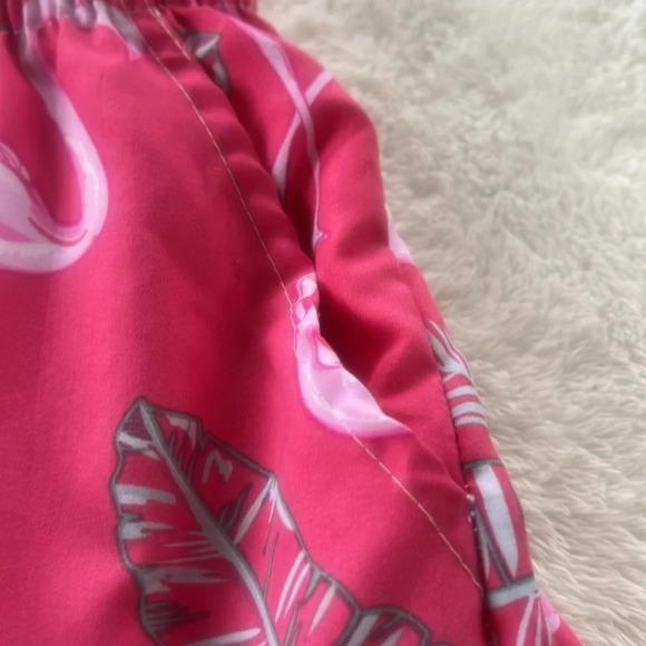 J. Ver Men’s Pink Flamingo Swim Trunks Shorts Tropical Floral XL Elastic Waist - Picture 6 of 12